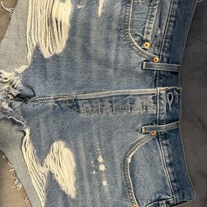 Levi's Light Blue Distressed Jean Shorts
